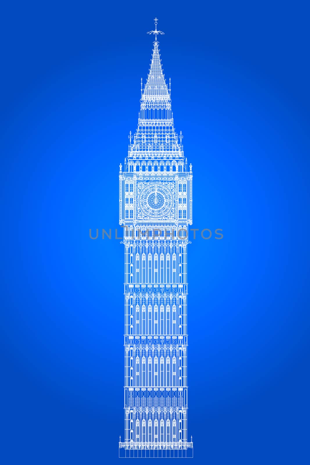 The London landmark Big Ben Clocktower as a blueprint