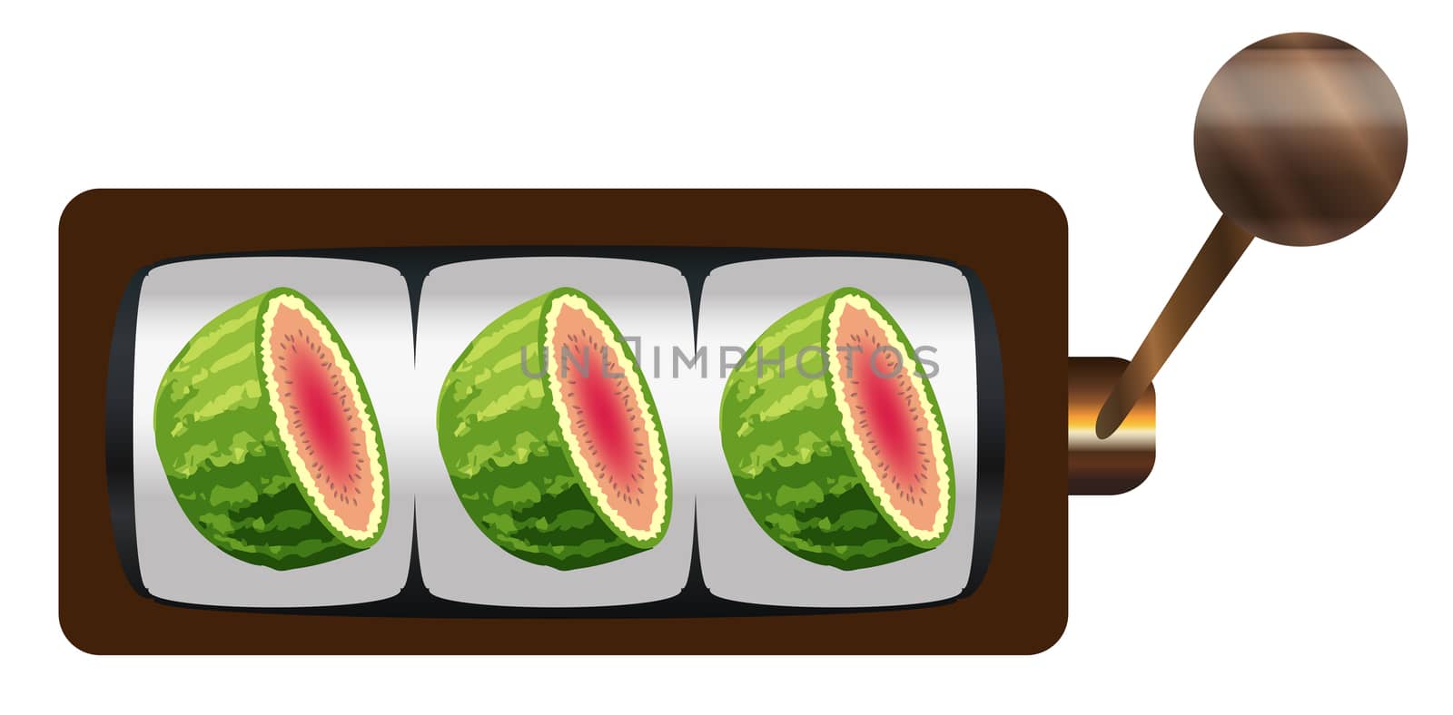 Fruit Machine 3 Melons or Cantaloupe With Handle And Knob by Bigalbaloo