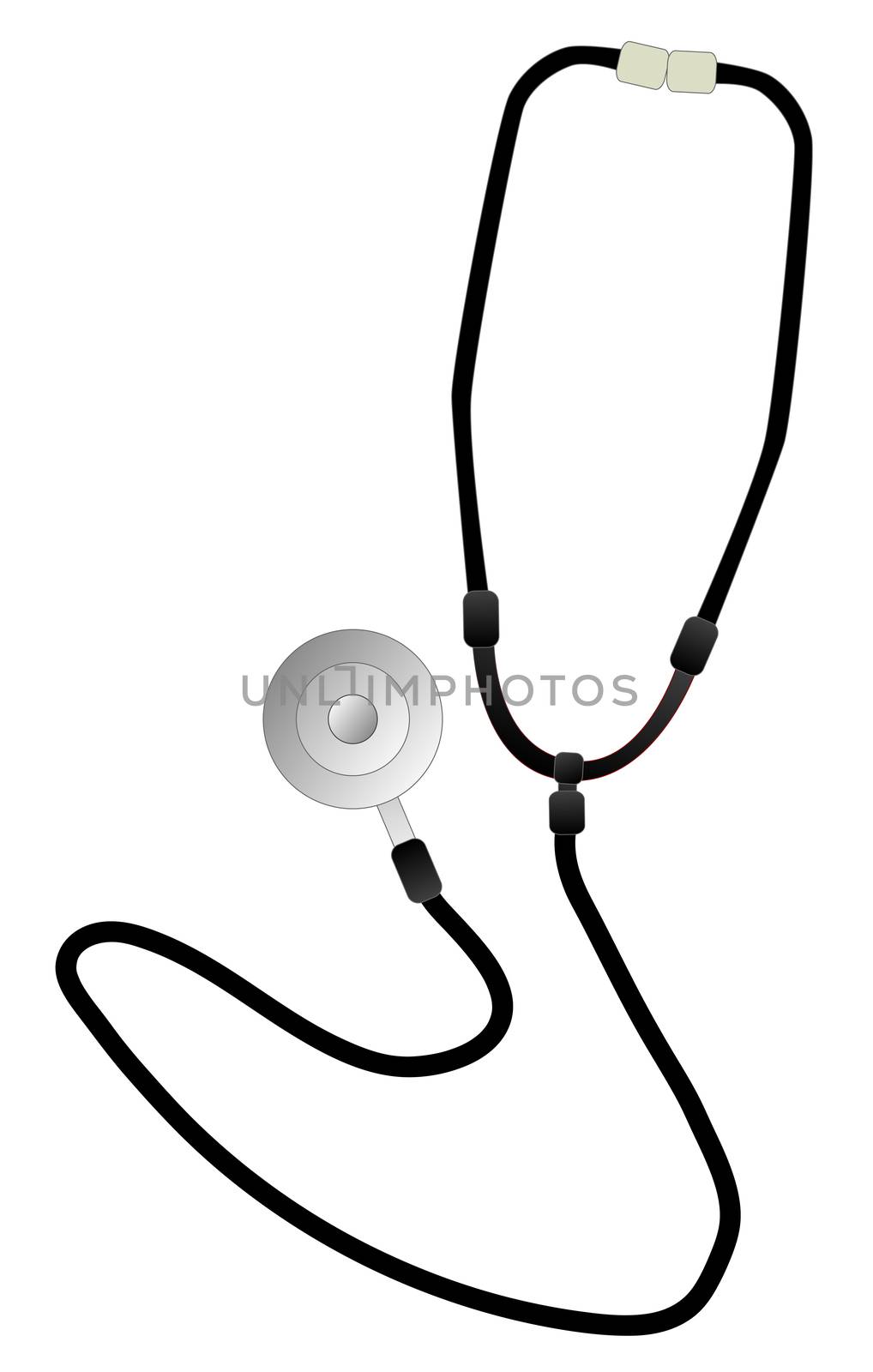 A hospital doctors stethoscope isolated on a white background