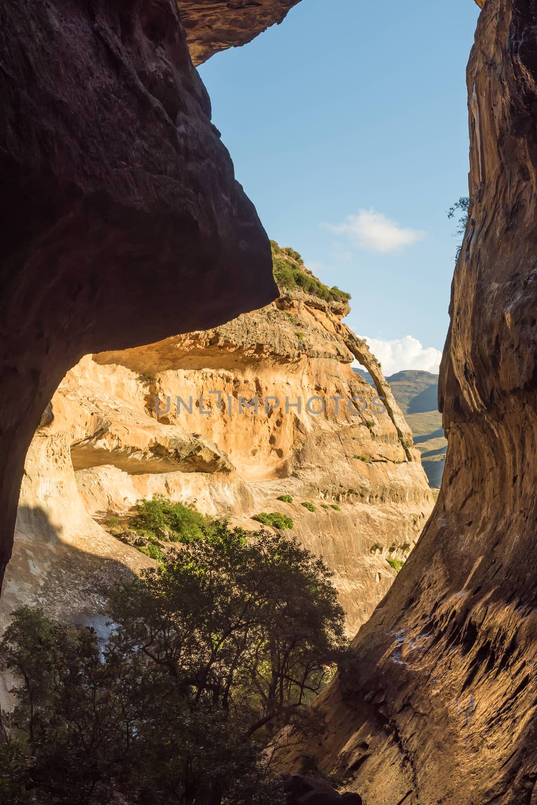 The view from Echo Ravine, a sandstone gorge at Golden Gate in the Free State Province of South Africa