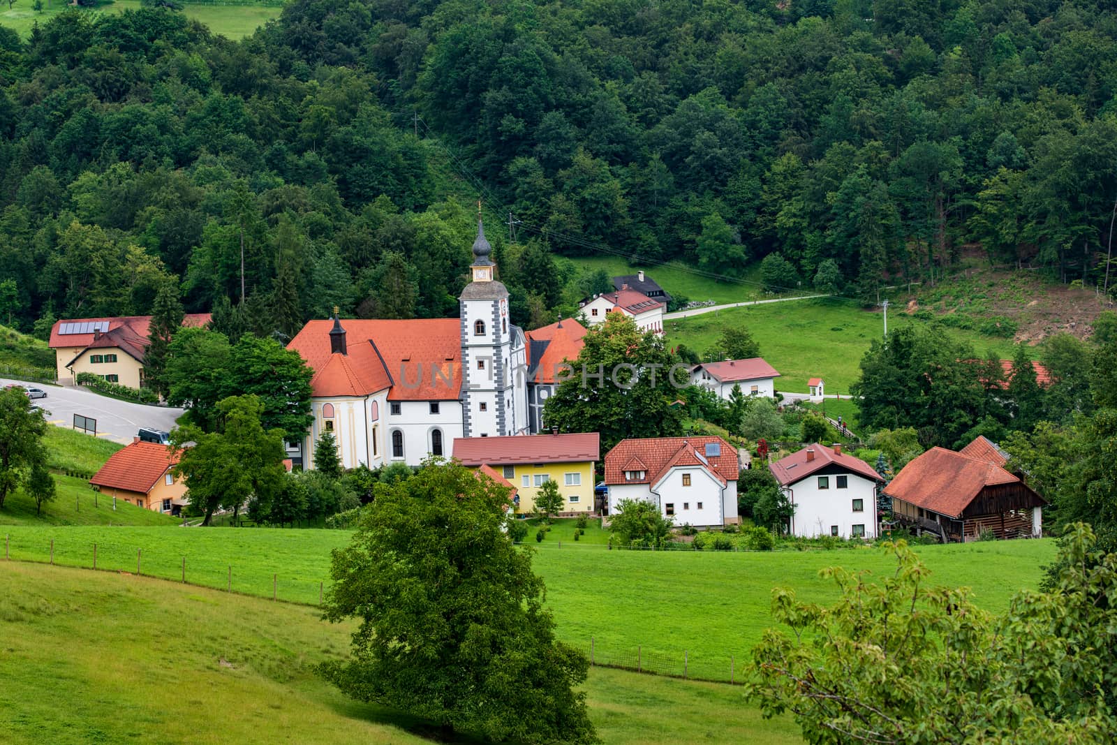 Village Olimje near Podcetrtek, Slovenia with Monastery in Olimje with surroundings