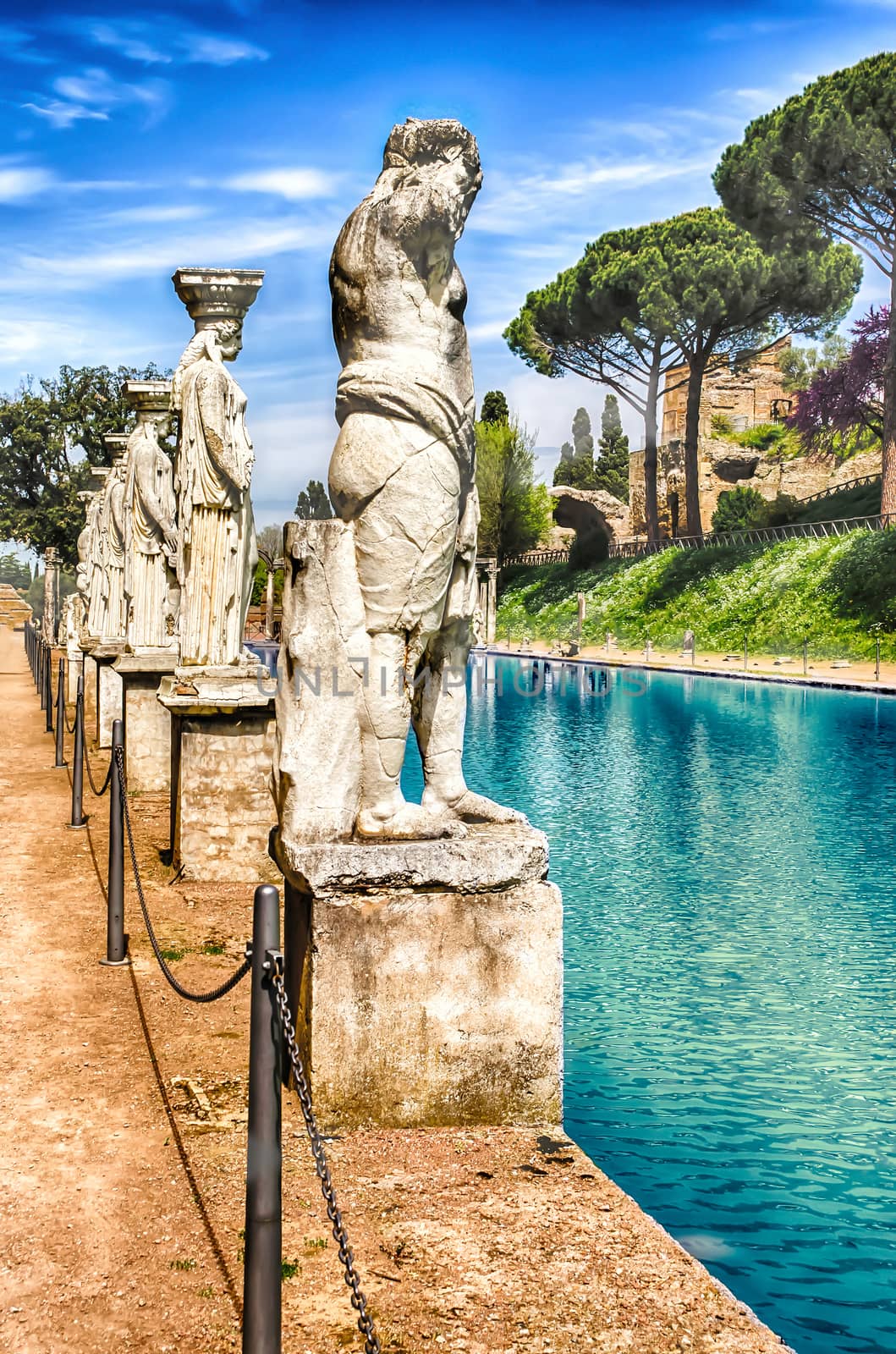 Statues of the Caryatides at Villa Adriana, Tivoli, Italy by marcorubino