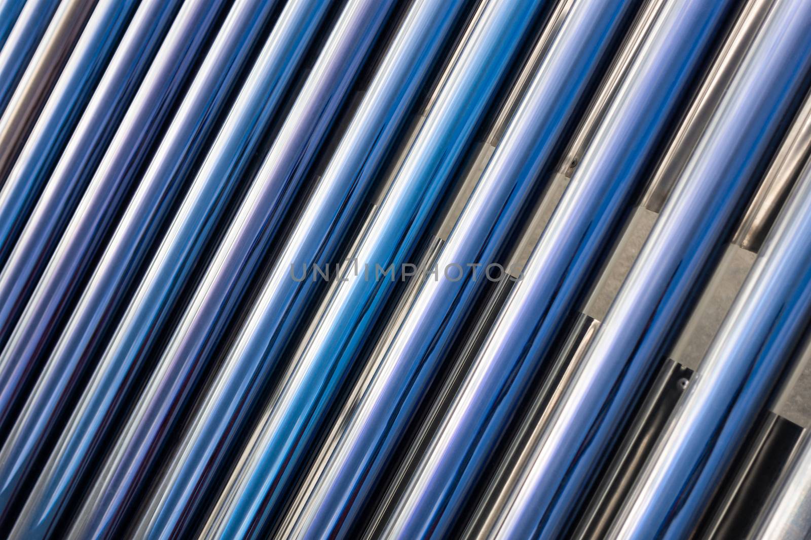 Closeup on solar water heater tubes