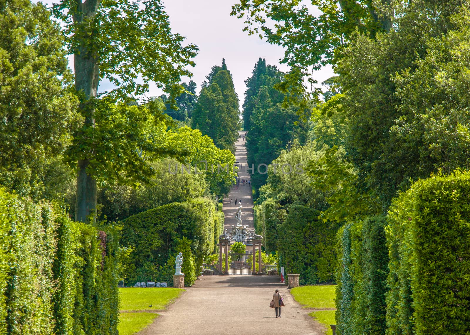 Boboli Gardens - green park and open-air museum in Florence, Tuscany, Italy.