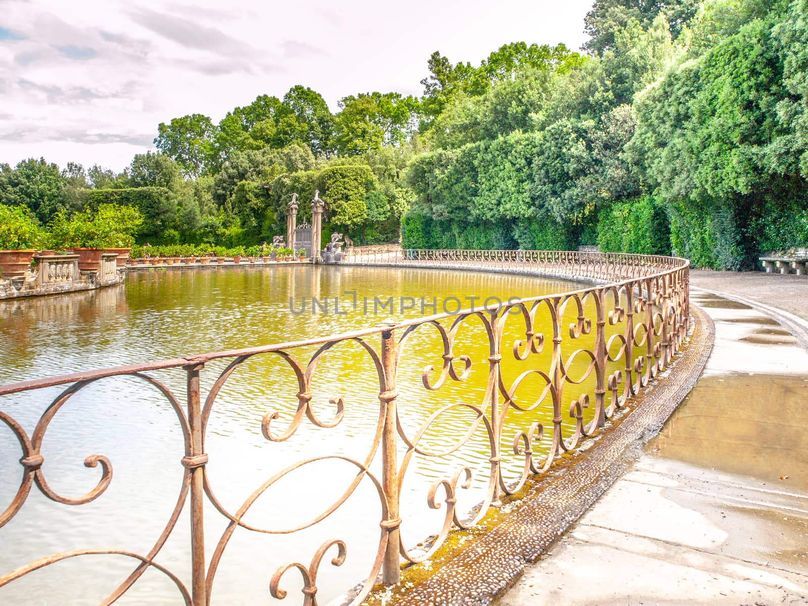 Park lake in Boboli Gardens, Florence, Italy. by pyty