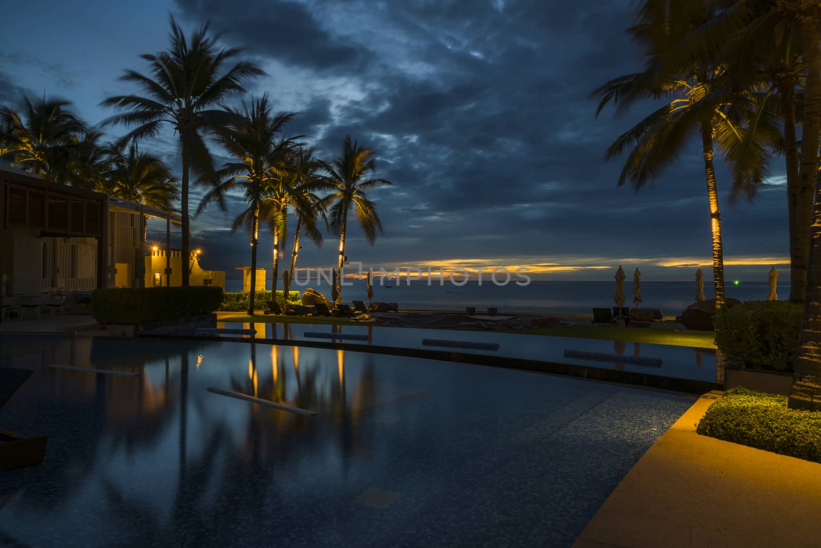 A beautiful dawn in a tropical resort.