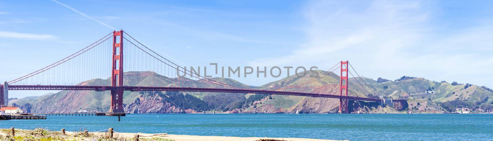 Golden Gate bridge in San Francisco California USA West Coast of Pacific Ocean panorama