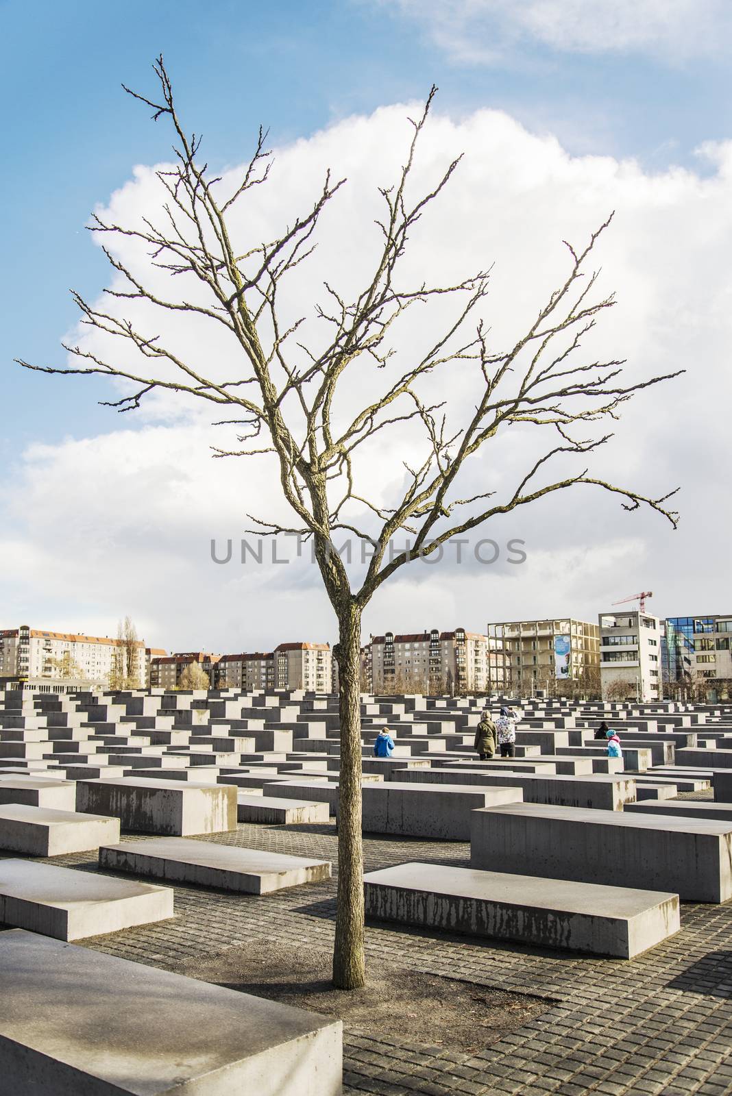 The Memorial to the Murdered Jews of Europe. Memorial to the Jewish victims of the Holocaust, built of concrete slabs, In Berlin Germany