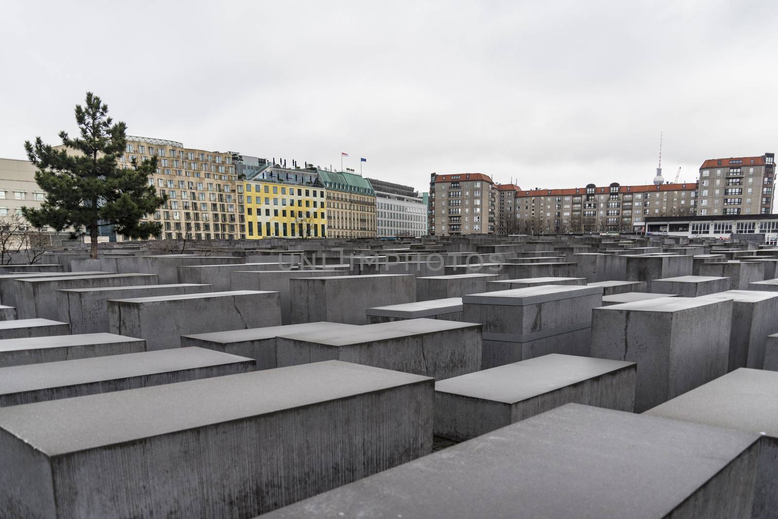 The Memorial to the Murdered Jews of Europe. Memorial to the Jewish victims of the Holocaust, built of concrete slabs, In Berlin Germany