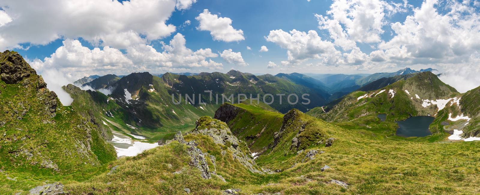 panorama of Fagaras mountain ridge in summer by Pellinni