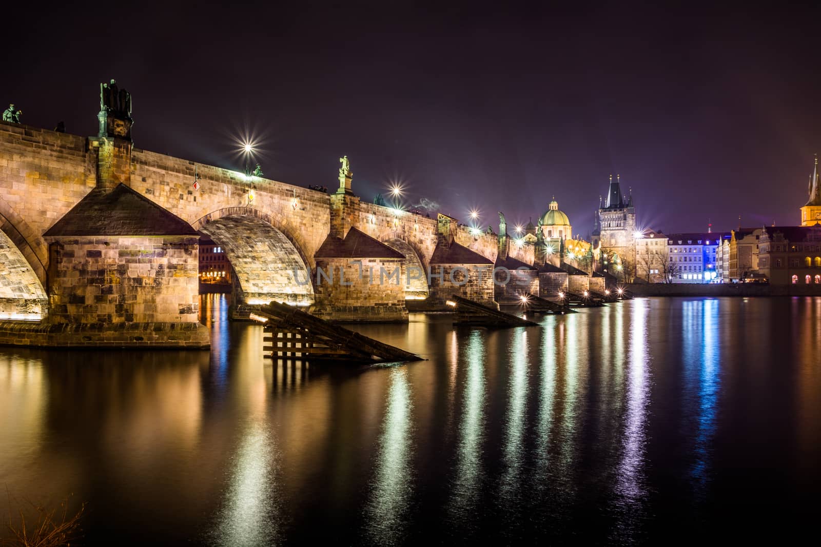 Night Charles Bridge. Prague, Czech Republic by nikolaydenisov
