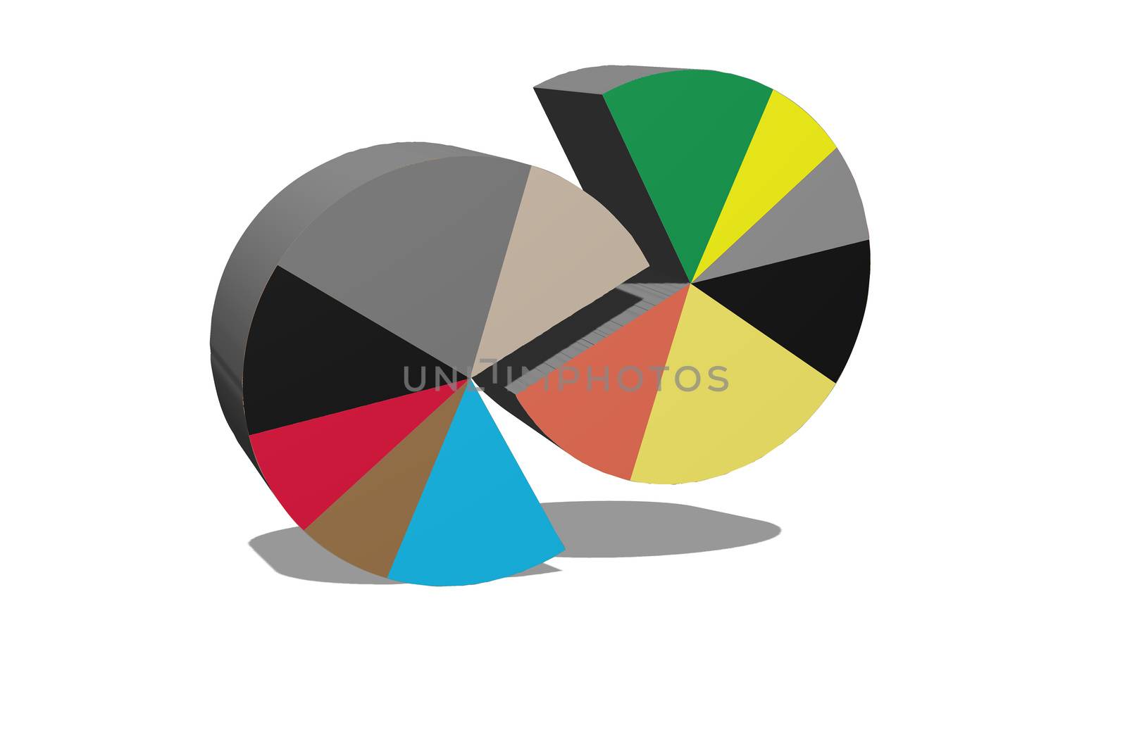 Abstract colorful logo, design, 3d rendering illustration