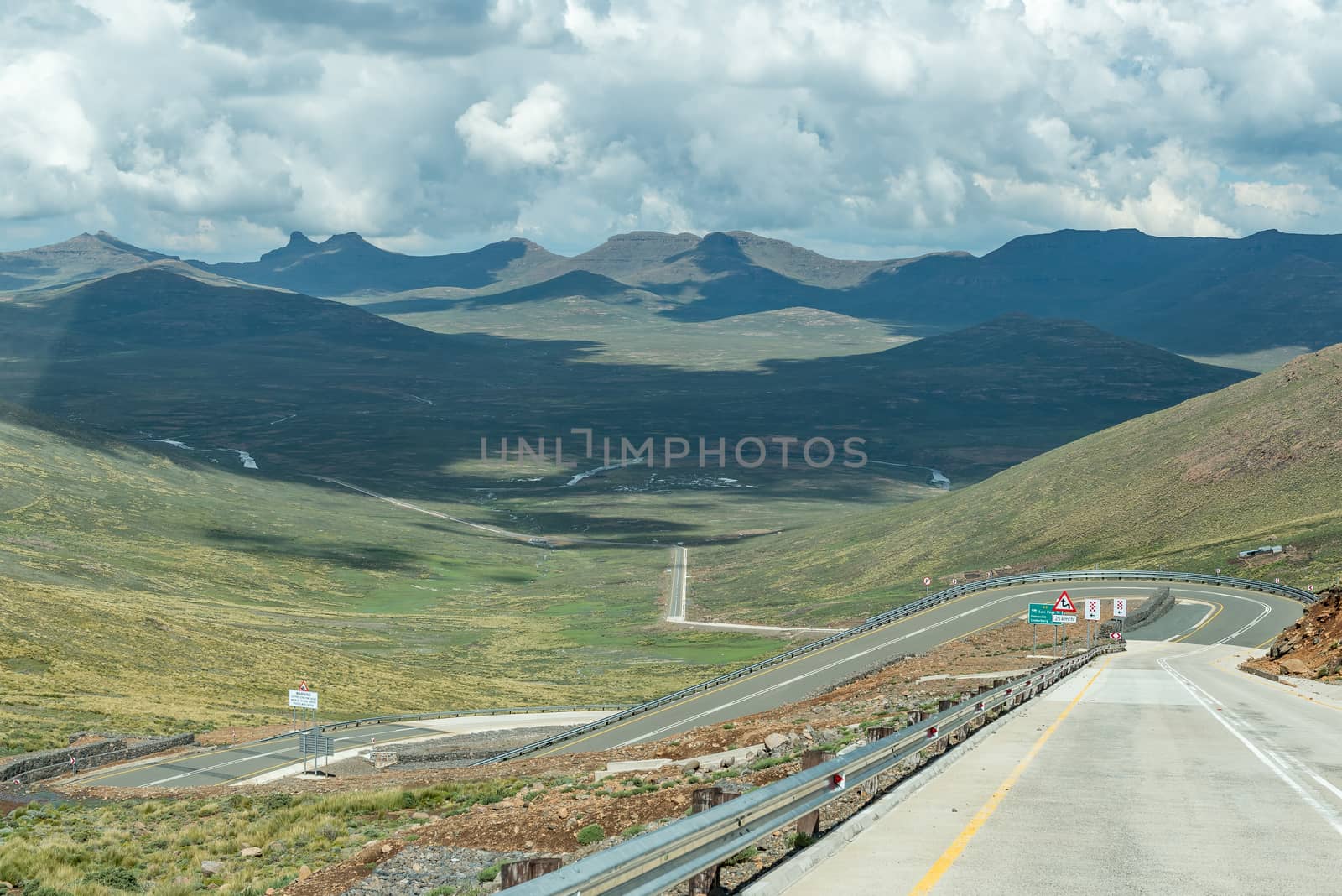 Black Mountain Pass in Lesotho. The highest point of the pass is 3240 meter above sea level.