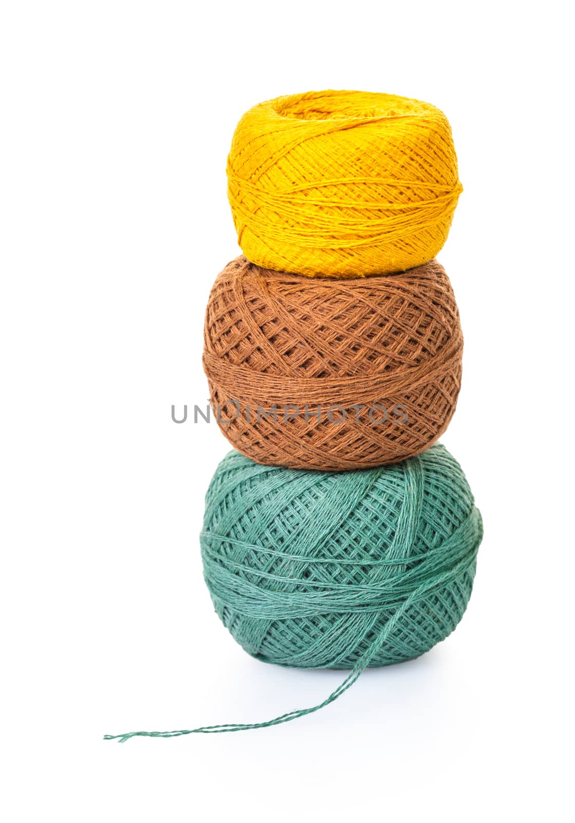 tangle of thread for knitting on white isolated background