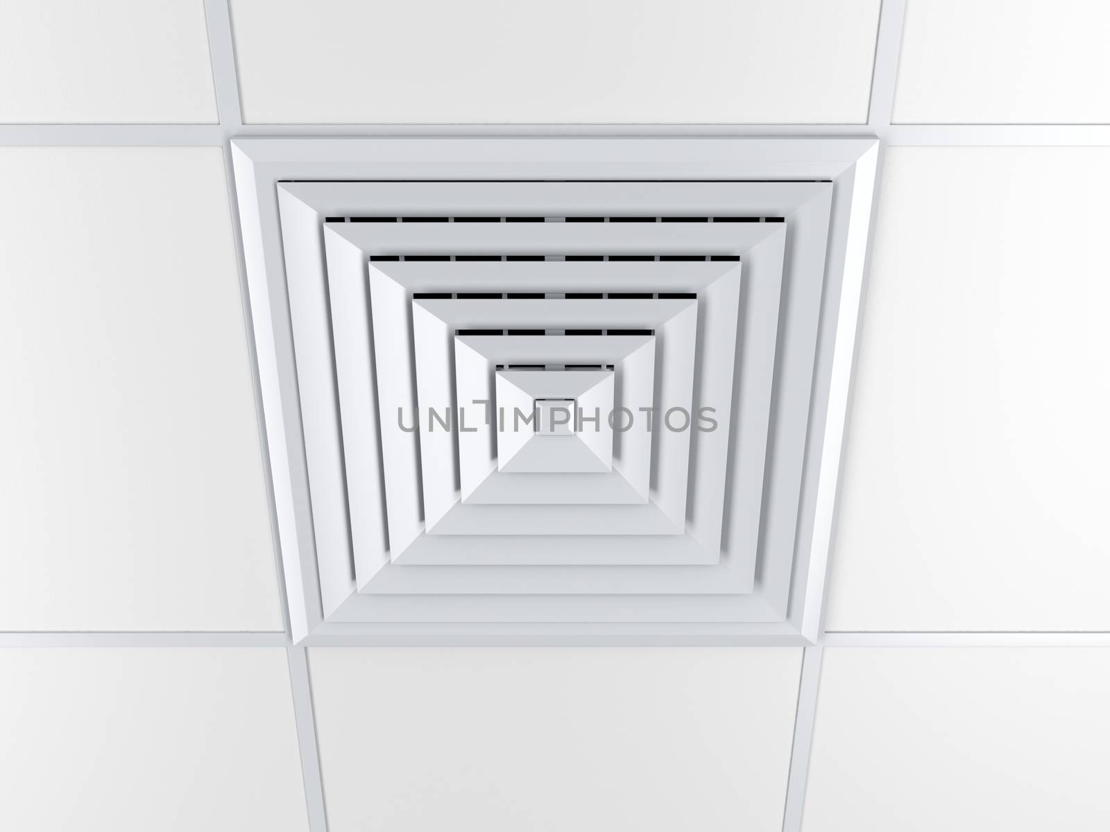 Air vent on a ceiling, 3D illustration