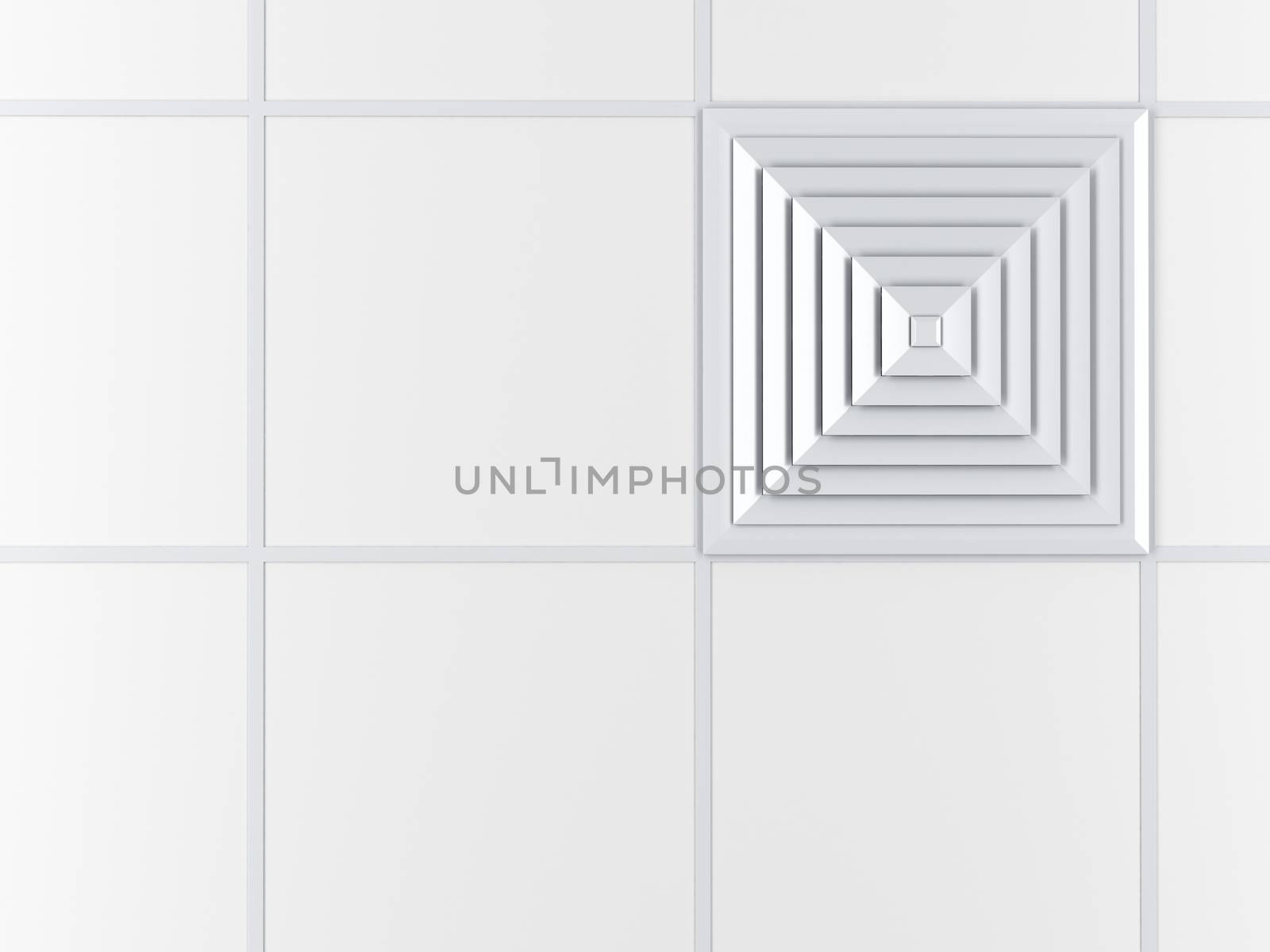 Square air vent on the ceiling, 3D illustration