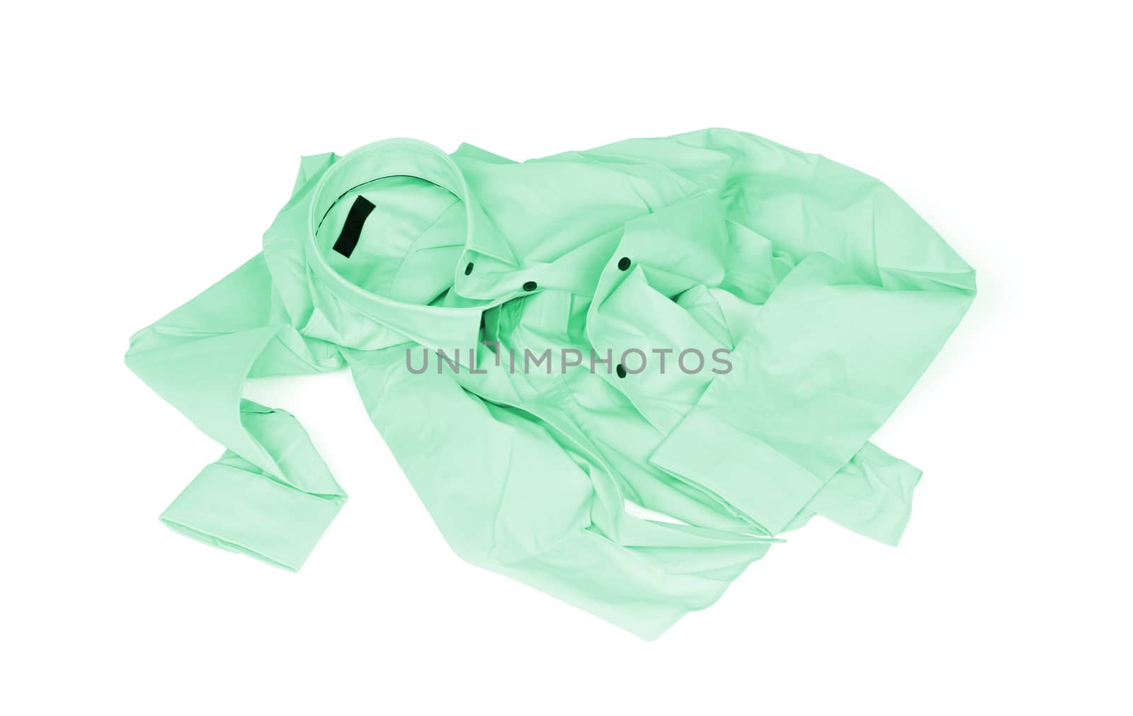 Unfolded green man shirt on white background by michaklootwijk