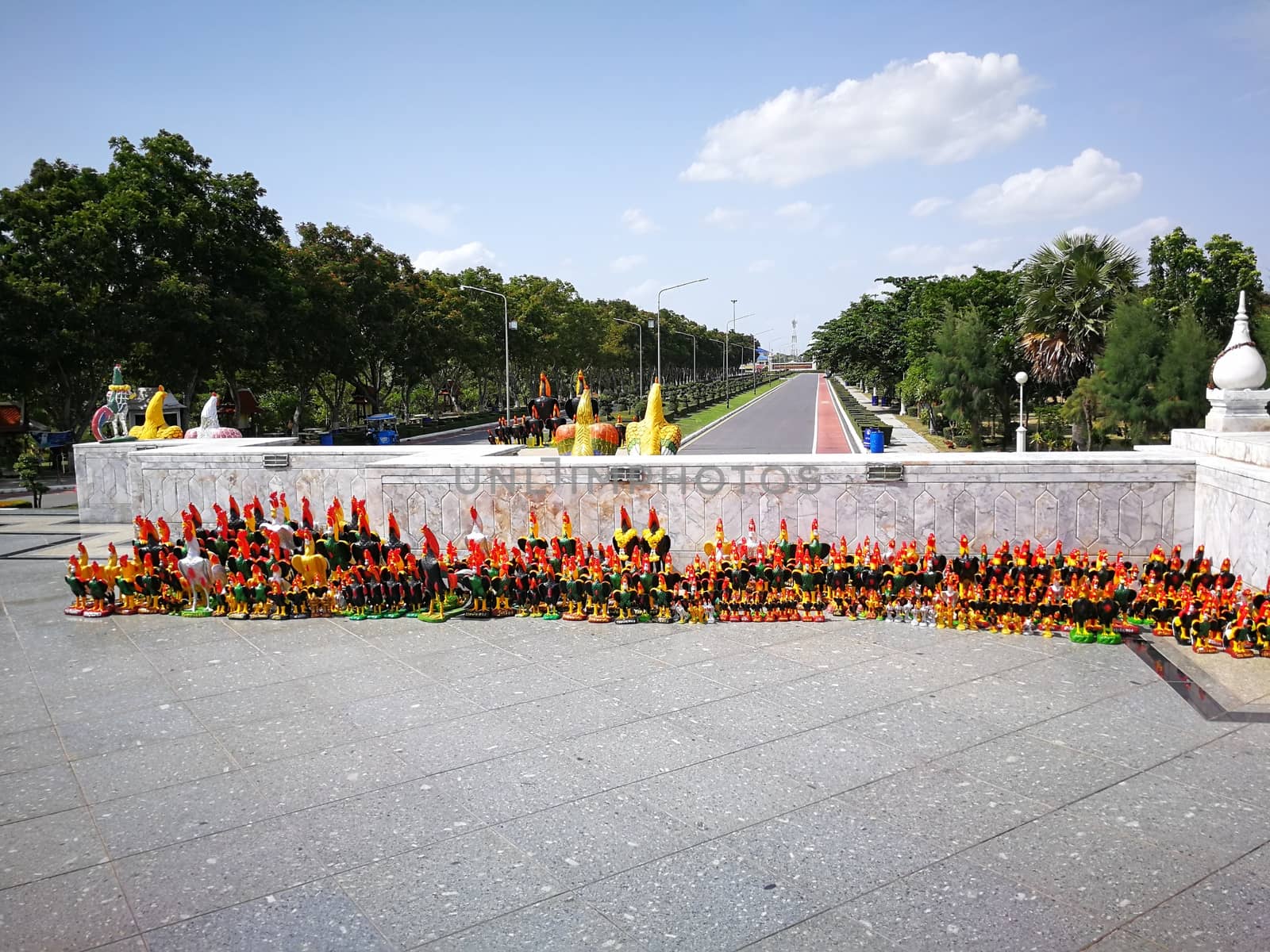 Thailand animals of ceramic dolls  for Buddha statue and Thailand text were words to pray god