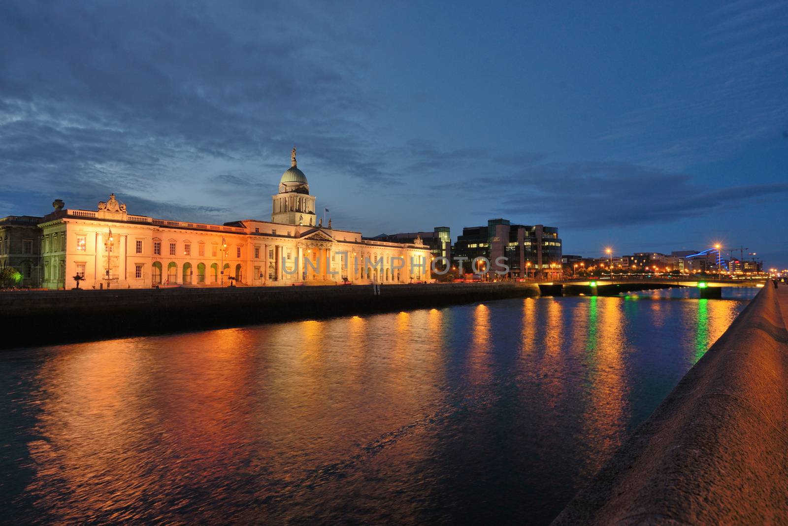 Custom House Dublin Ireland in summer night