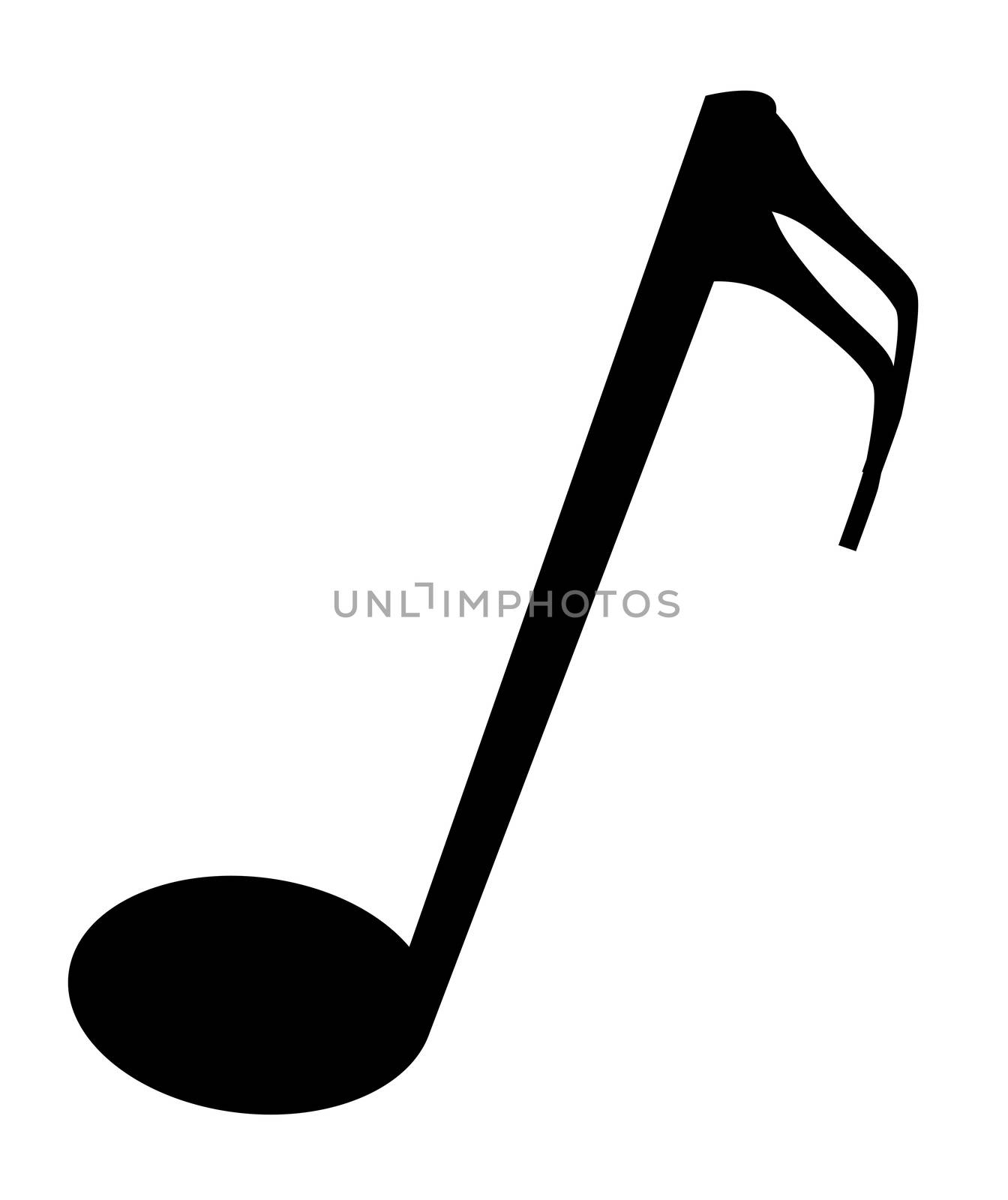 A sixteenth black musical note isolated over a white background