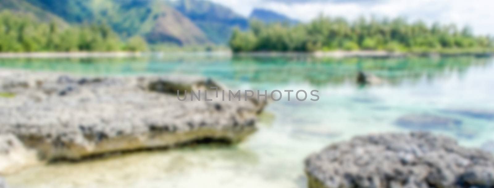 Defocused background of tropical beach in French Polynesia by marcorubino