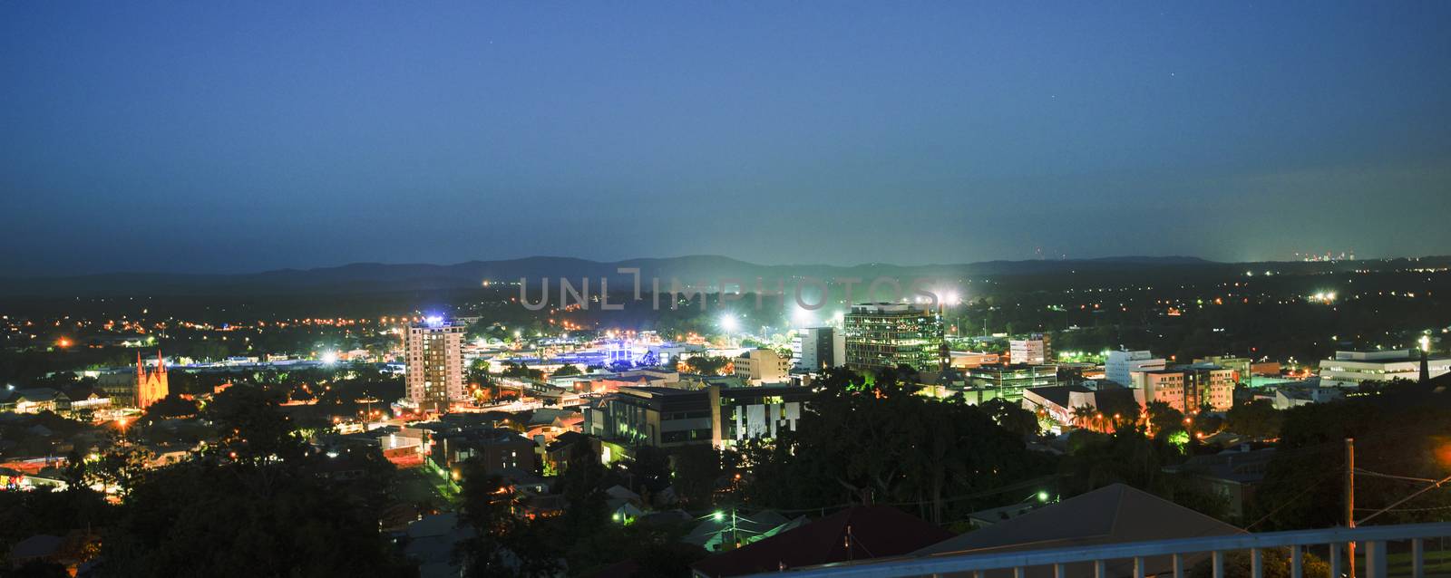 View of the CBD of Ipswich City at night. Queensland, Australia.