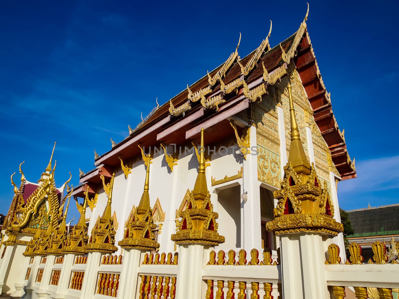 Beautiful architecture in Buddhist temple of Thailand, Thai style travel