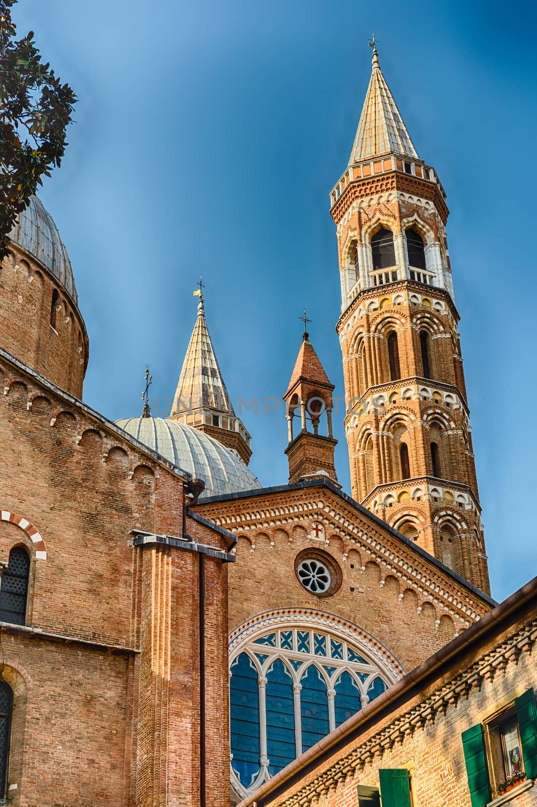 Detail of the Basilica of Saint Anthony, iconic landmark and sightseeing in Padua, Italy