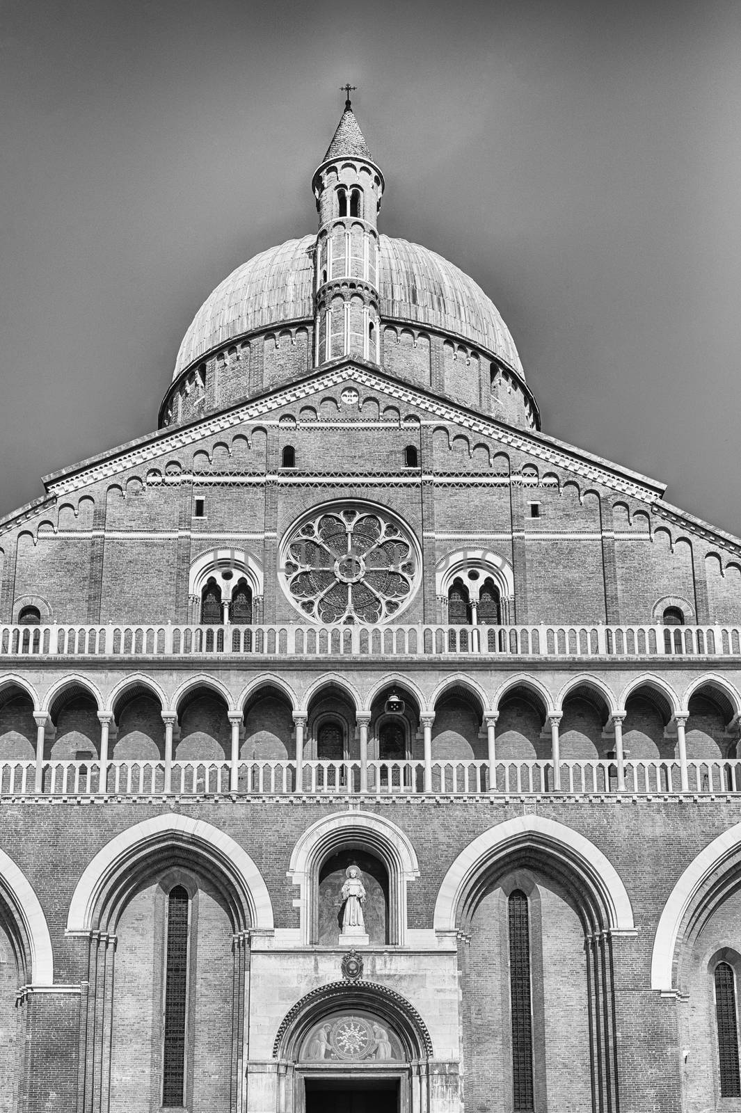Facade of the Basilica of Saint Anthony, iconic landmark and sightseeing in Padua, Italy