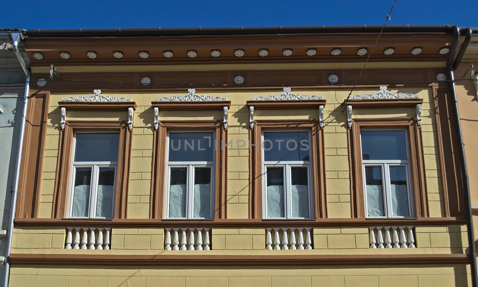 Windows on an old restored 19th century building