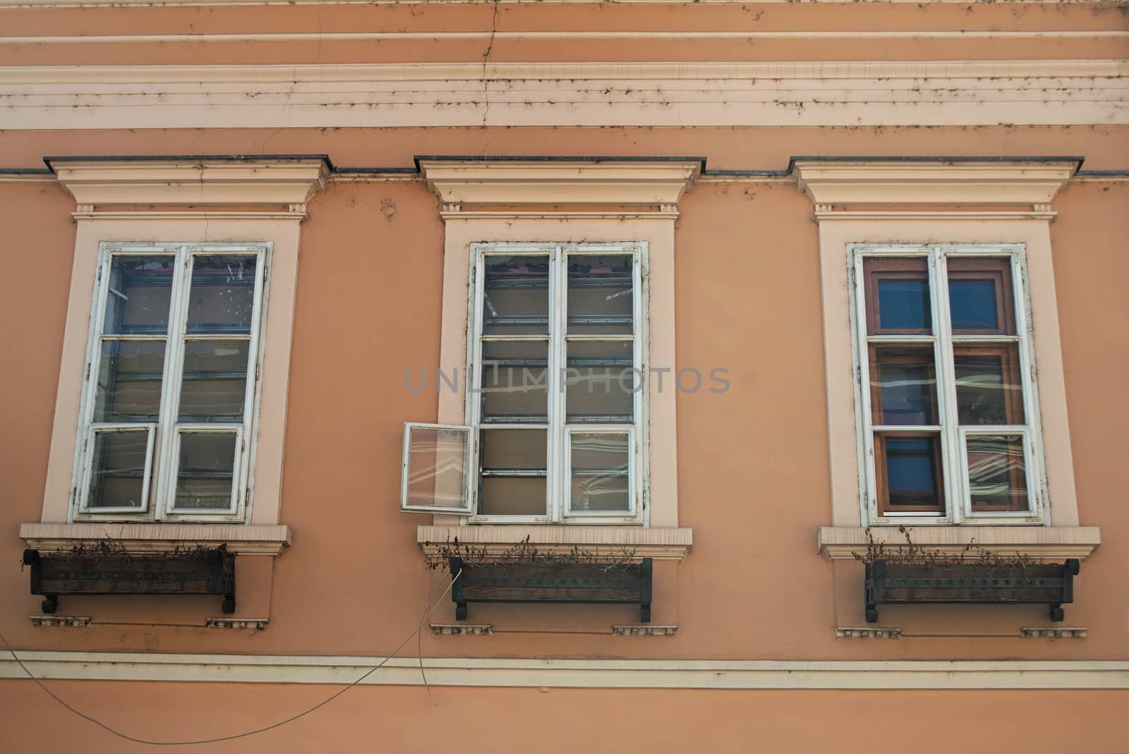 Windows on an old restored 19th century building