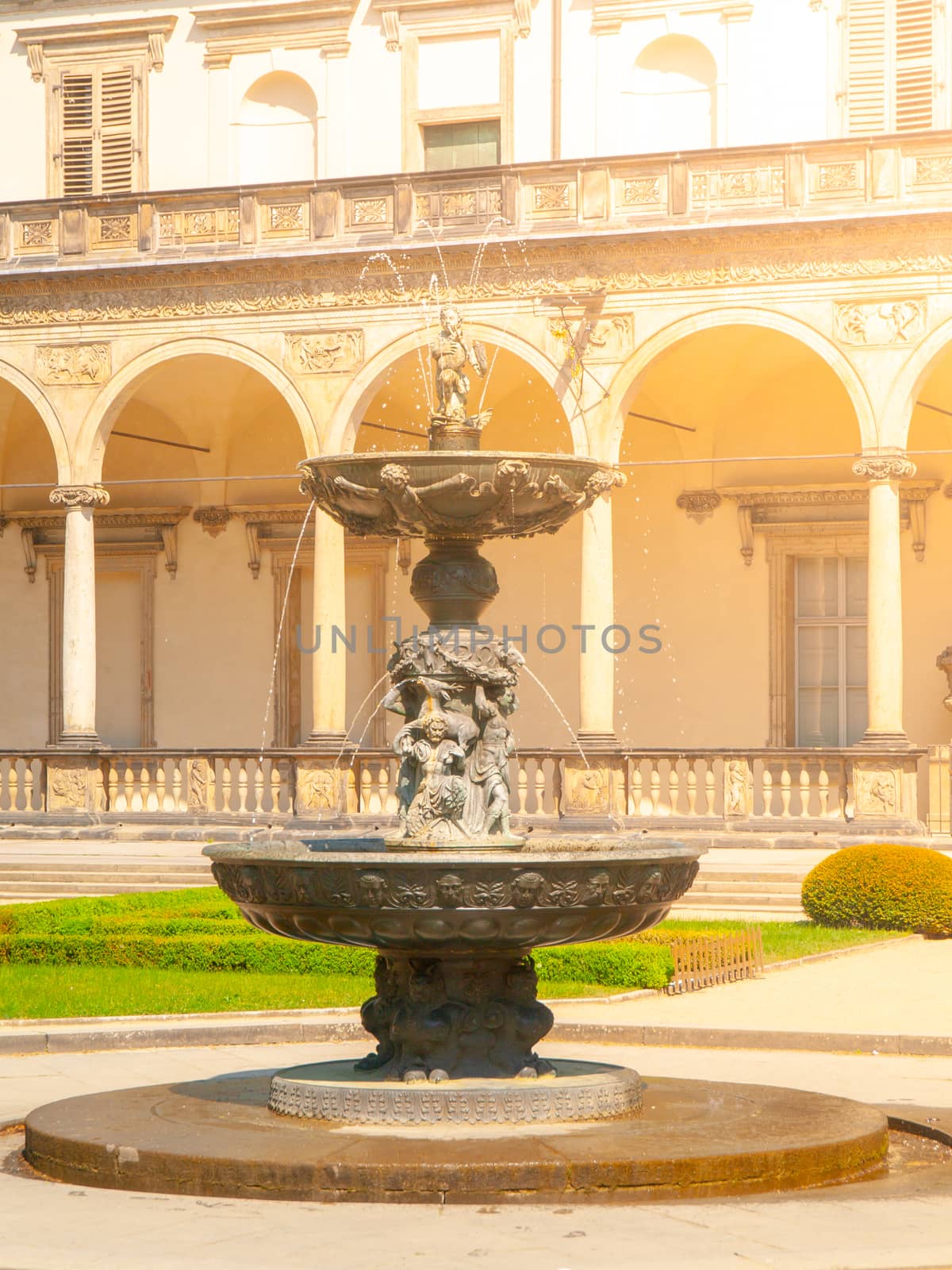 Detailed view of fountain at Belvedere - Royal Queen Anne's Summer Palace near Prague Castle, Hradcany, Prague, Czech Republic.