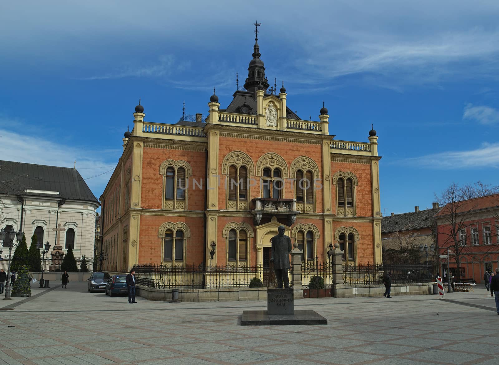 Bishops Palace and Jovan Jovanovic monument, Novi Sad, Serbia