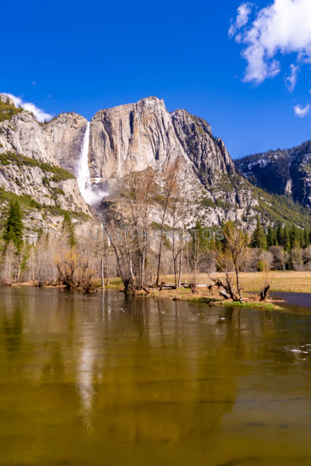 Yosemite Valley national Park from swinging bridge yosemite in California San Francisco USA