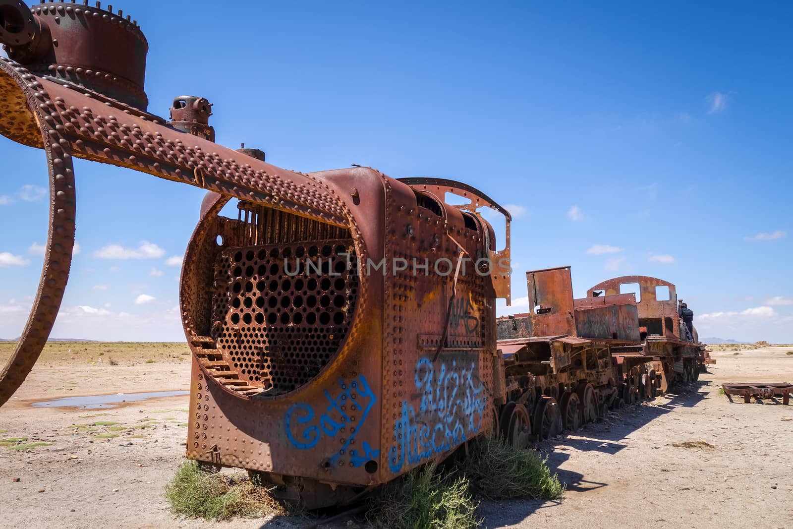 Train cemetery in Uyuni, Bolivia, south america