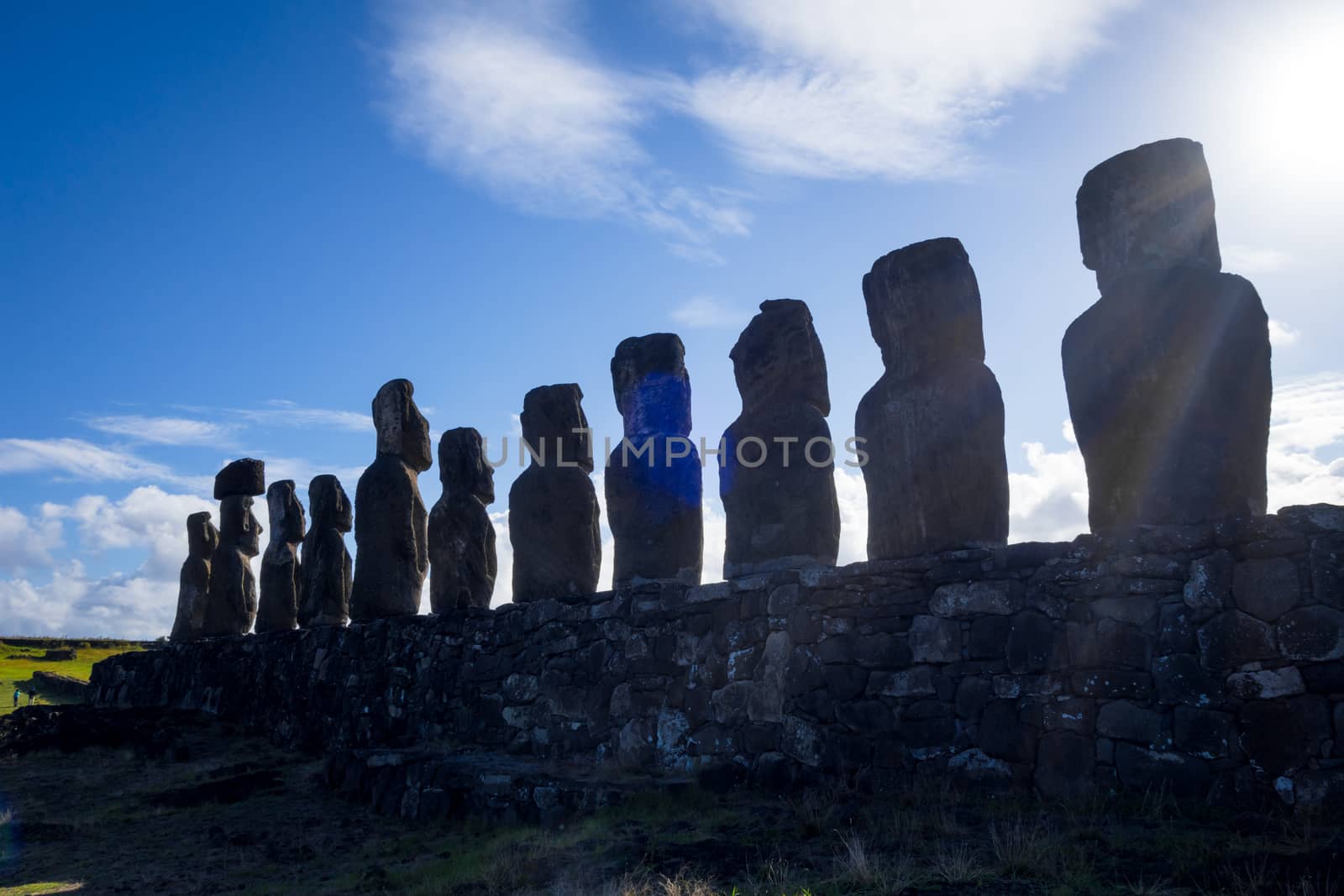 Moais statues, ahu Tongariki, easter island by daboost