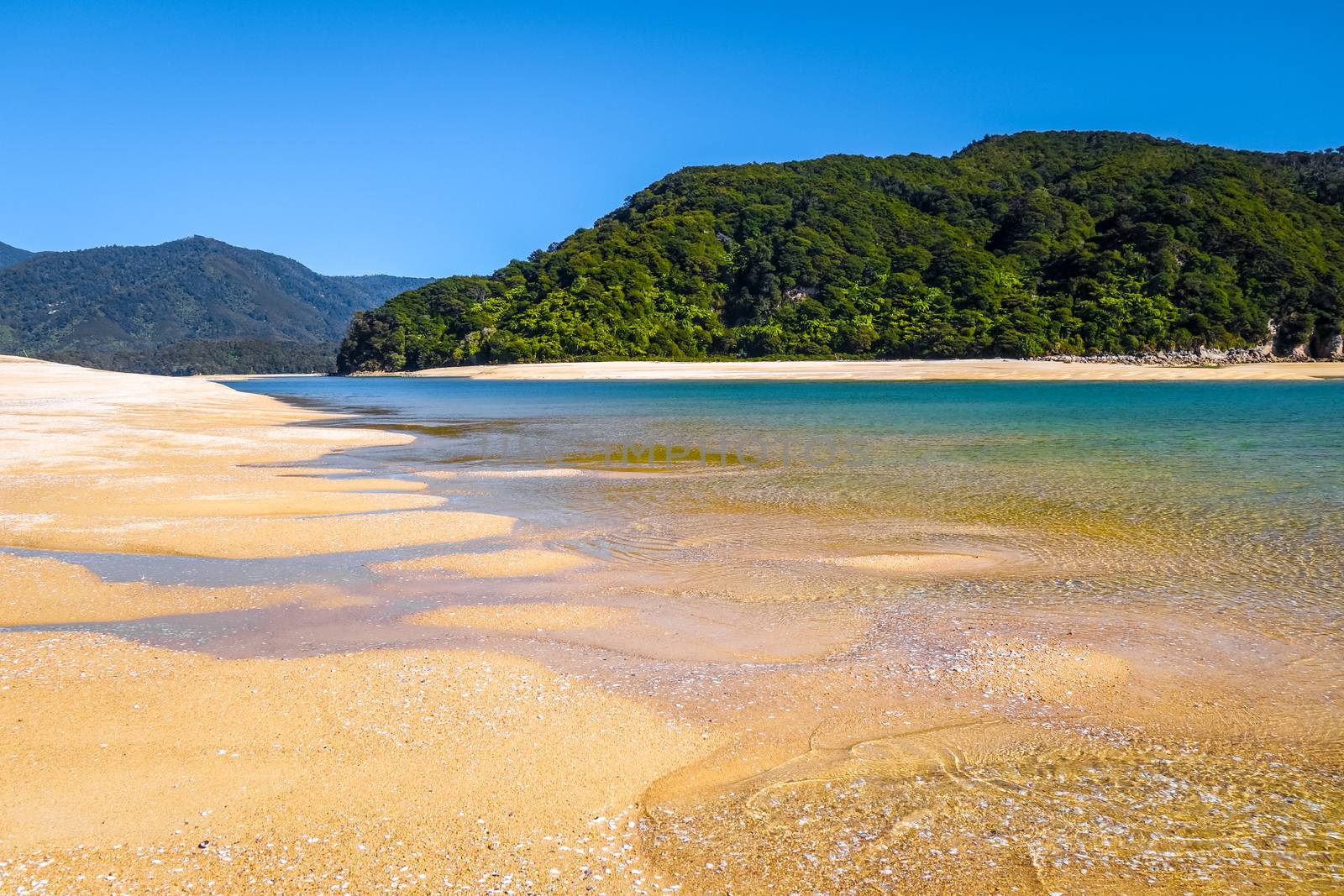 Abel Tasman National Park. White sand bay and turquoise sea. New Zealand