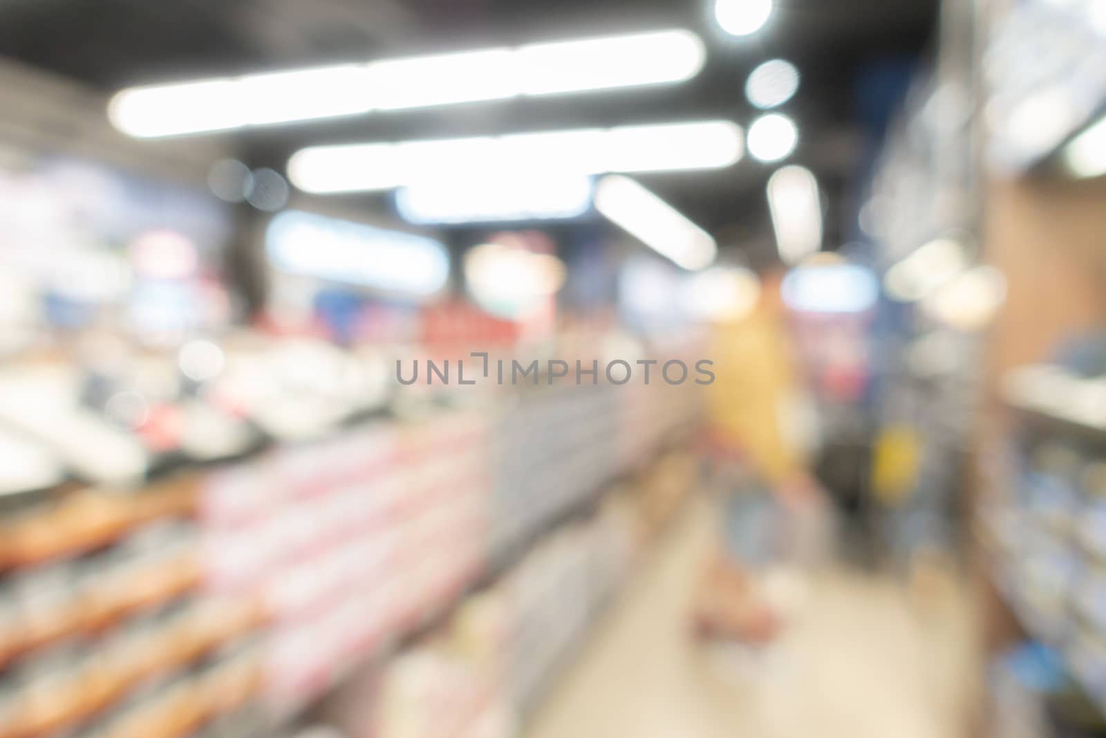 Abstrast Blurred background : Supermarket hypermarket and phamacy in USA