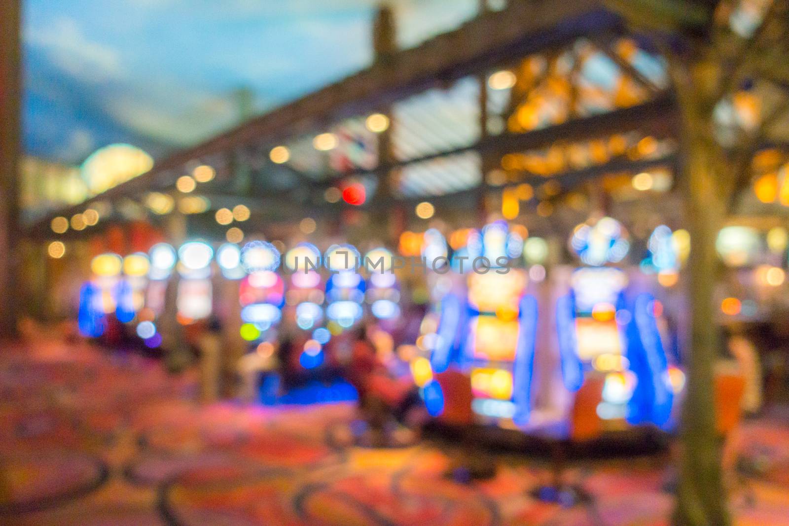 Abstract Blurred background of Casino in Las Vegas city in Nevada USA