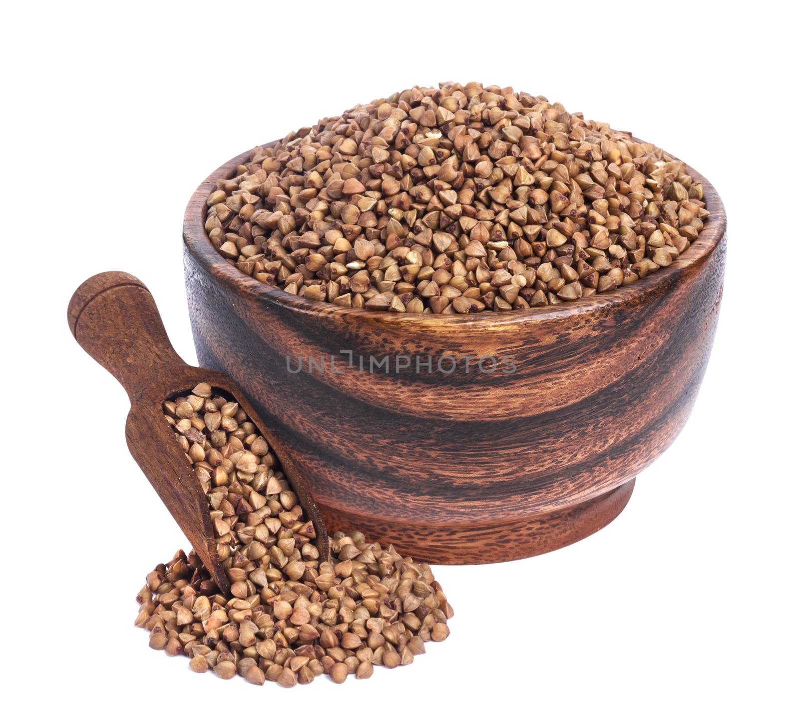 Buckwheat isolated on white background with clipping path. Closeup