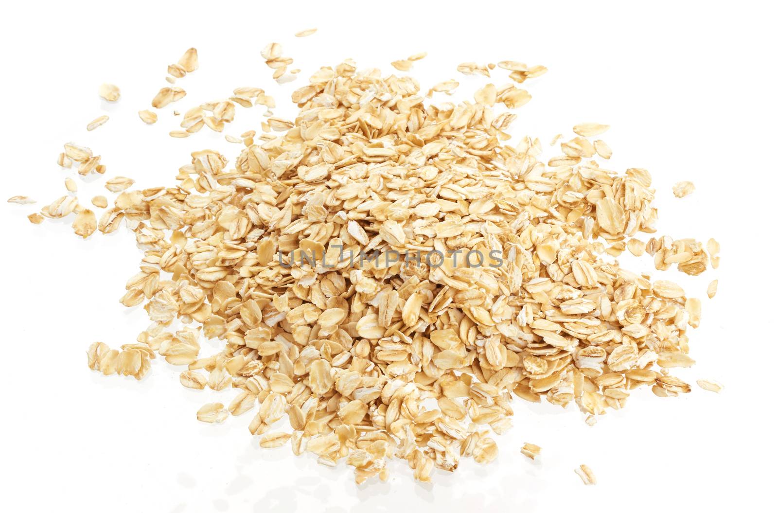 Pile of oat flakes isolated on white background. Top view by xamtiw