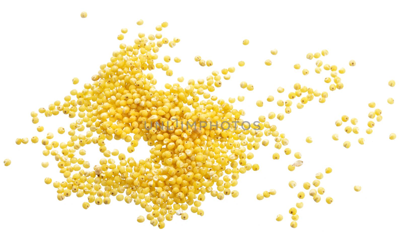 Heap of millet isolated on white background with clipping path
