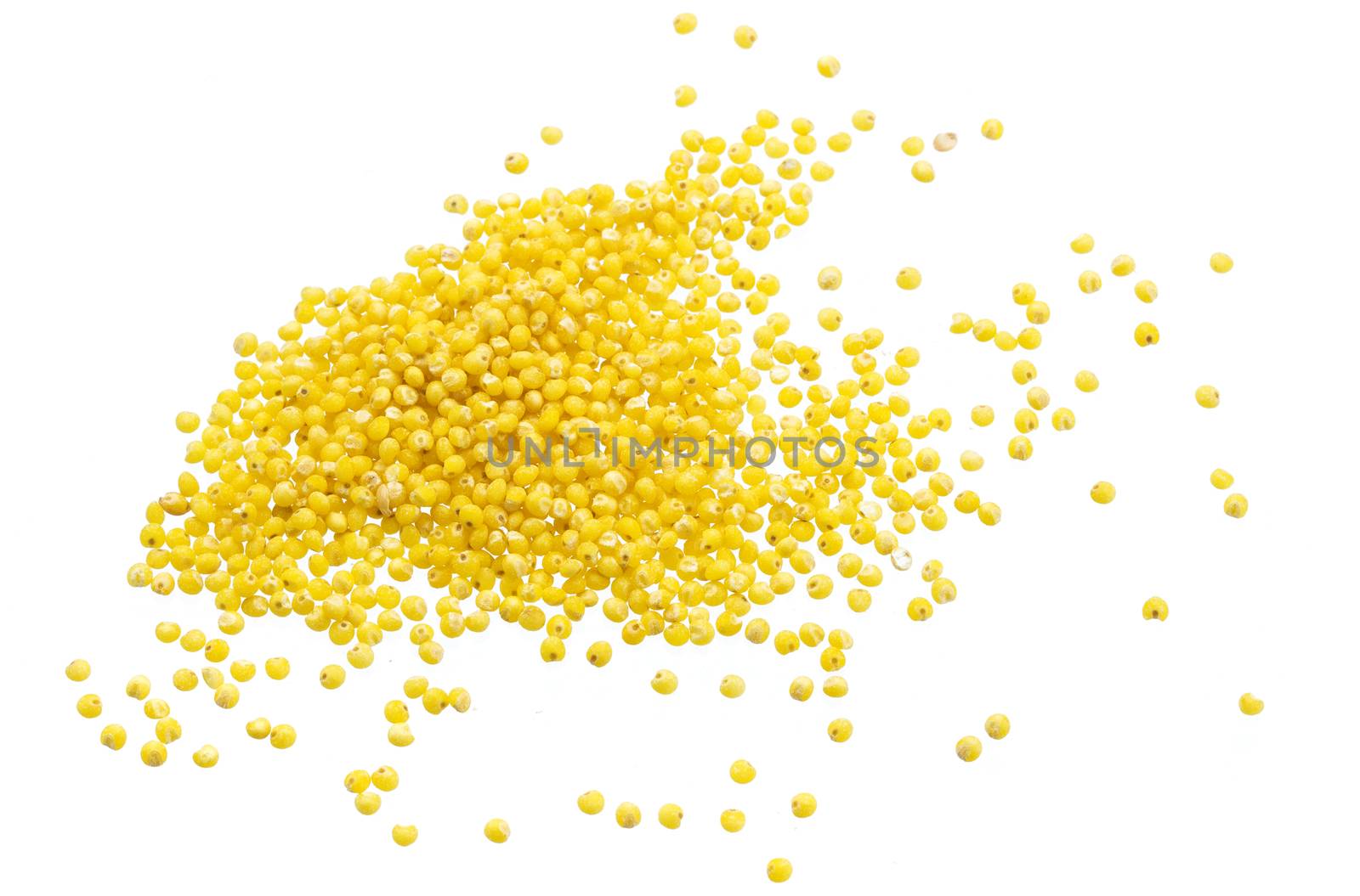 Heap of millet seeds isolated on white background by xamtiw