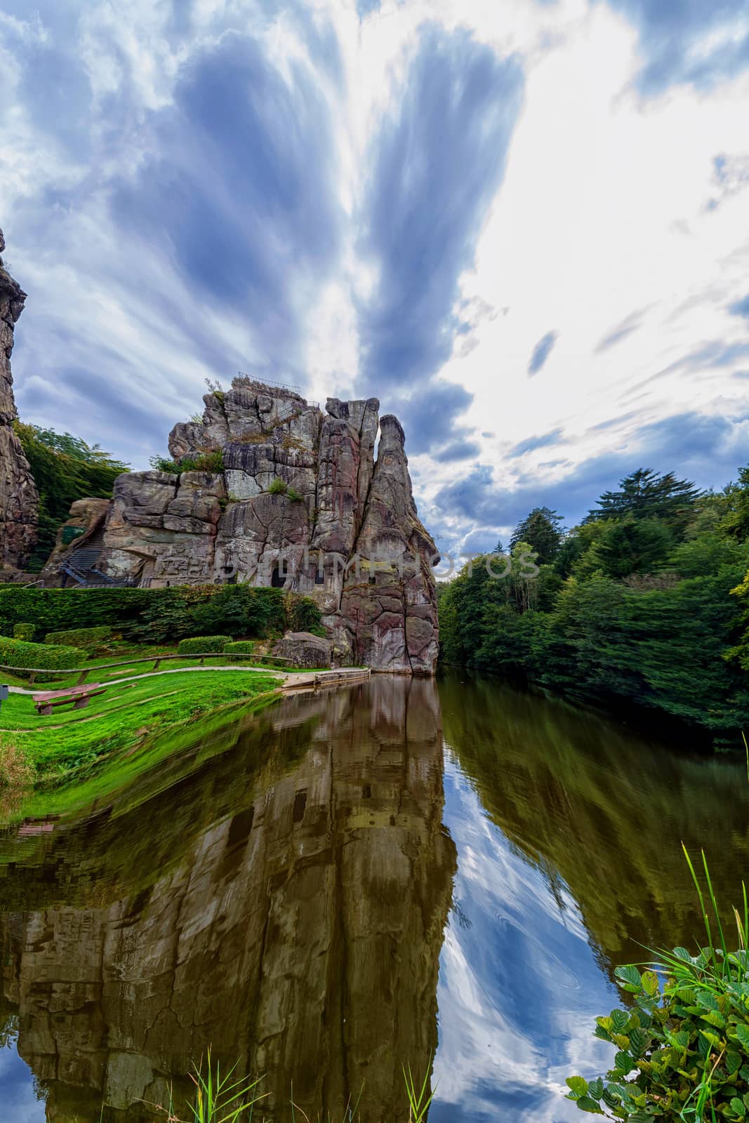 The Externsteine, striking sandstone rock formation in the Teutoburg Forest, worked with distortion filter.