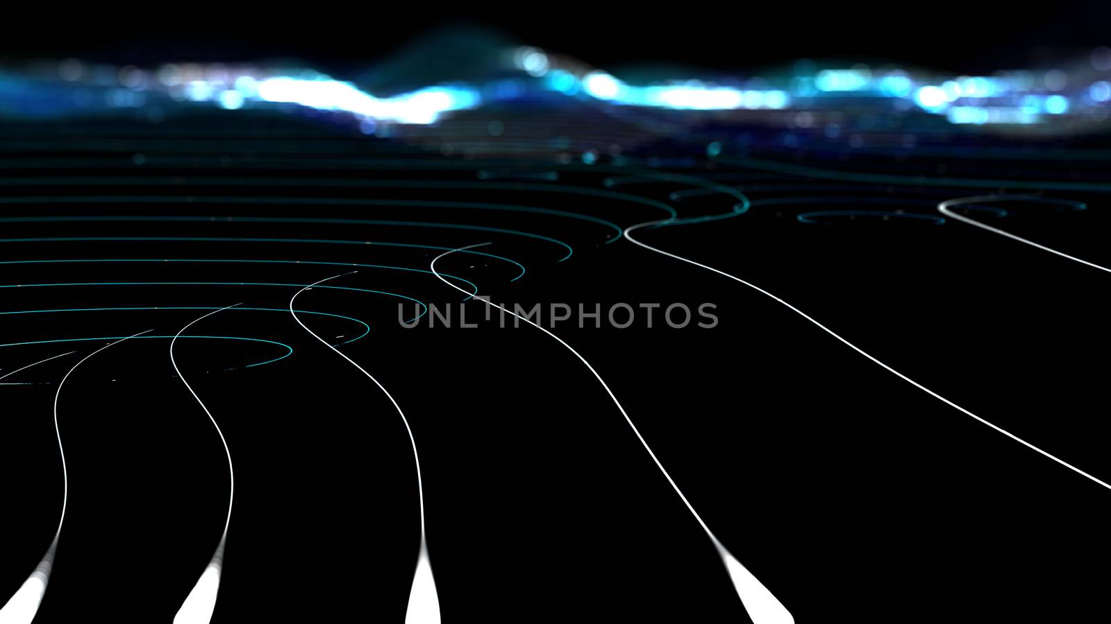 Parallel curves describing several roads. Abstract background. 3D rendering by ytjo