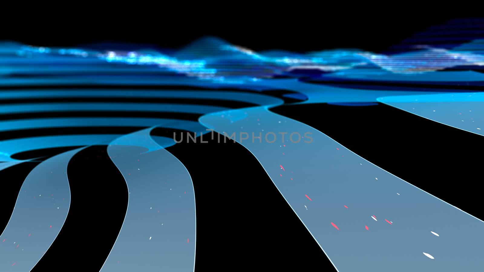 Parallel roads following a landscape. Abstract background. 3D rendering by ytjo