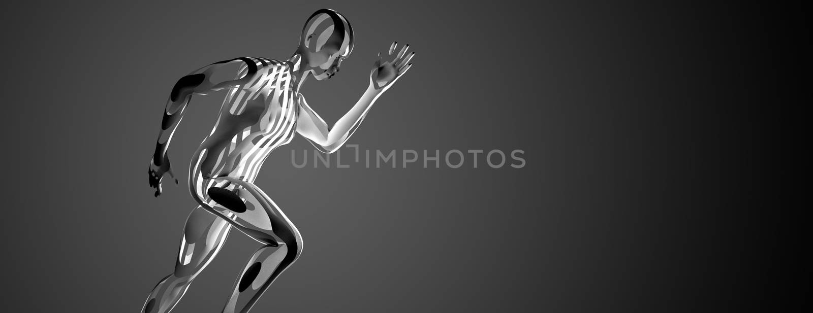 Sculpture of a running athlete. 3D rendering. by ytjo