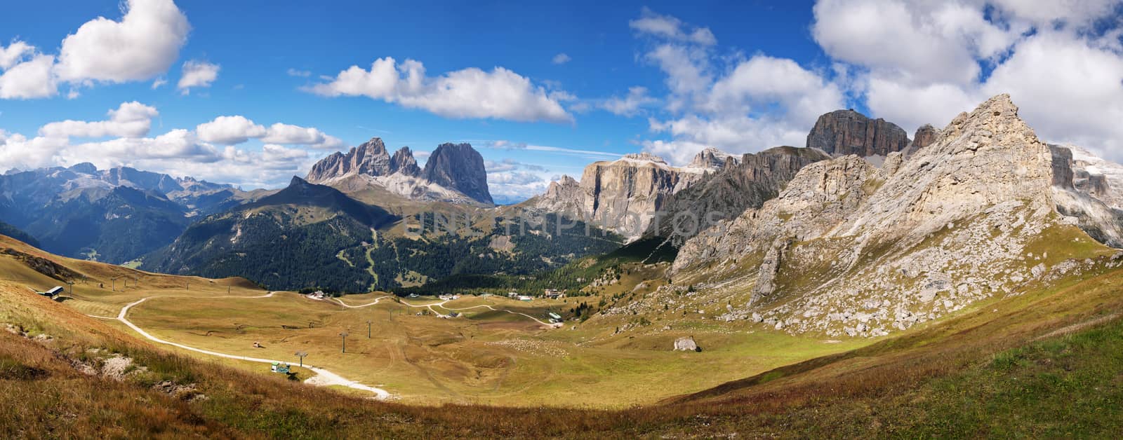 Dolomites mountains landscape on a sunny autumn day