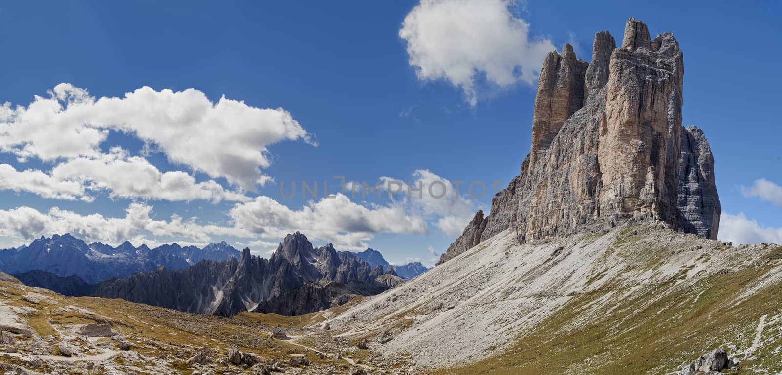 Dolomites mountains landscape on a sunny autumn day