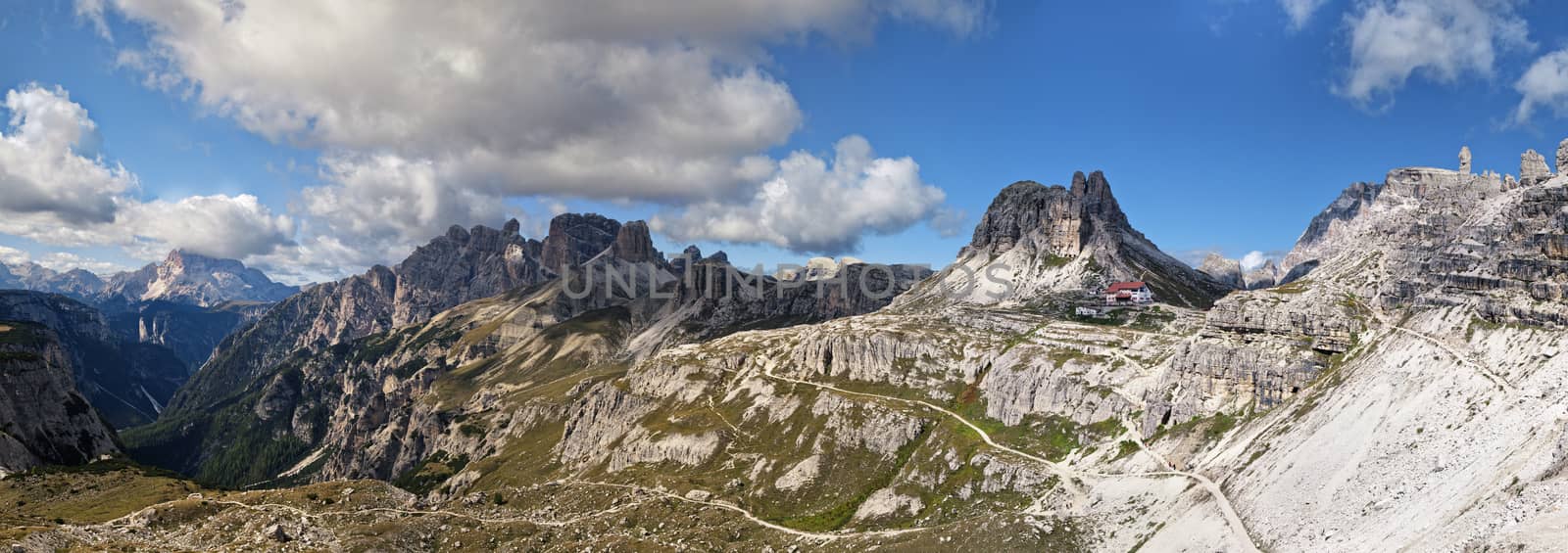 Dolomites mountains landscape on a sunny autumn day